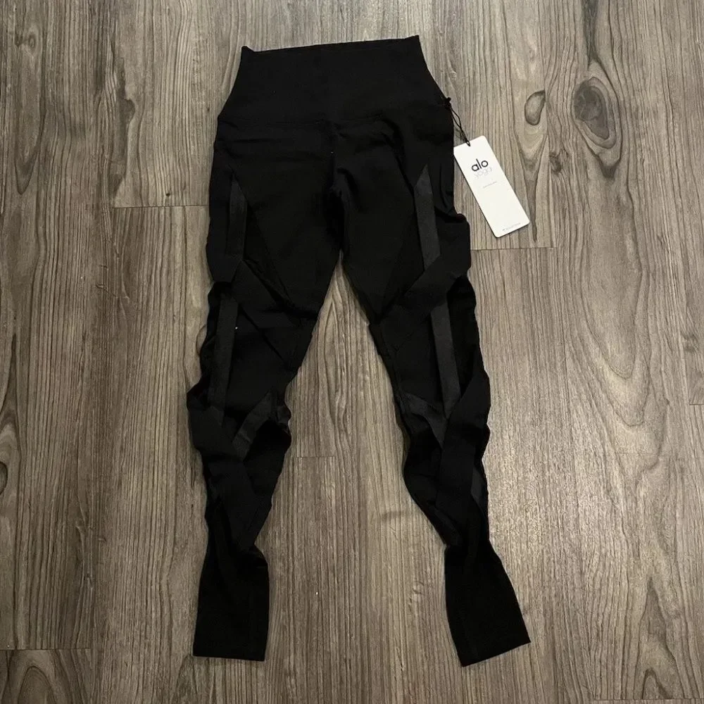 NWT Alo Yoga High Rise Waist Bandage Legging Sz XS Black